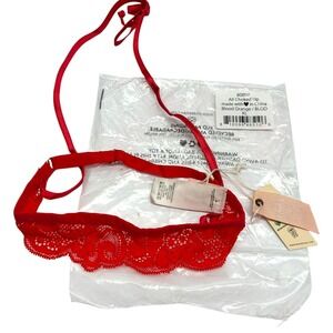 We Are HAH All Choked Up Blood Orange Lace Choker Strappy Lingerie XL NWT